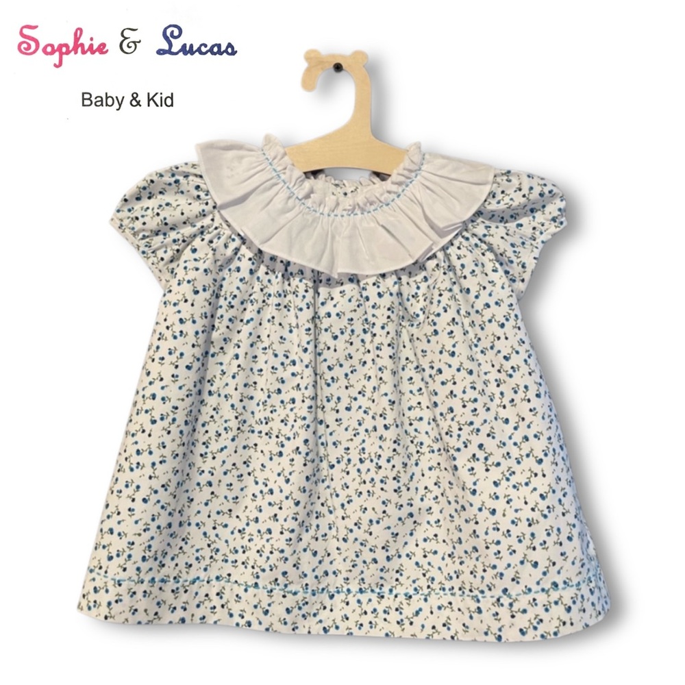 Sophie and Lucas Floral Blue and White Dress